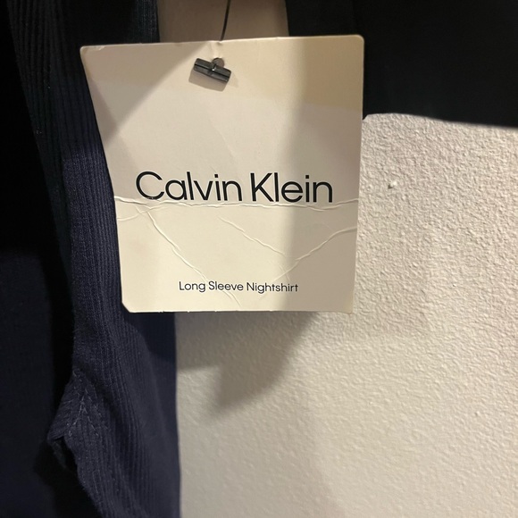 Calvin Klein Navy Blue Long Sleeve Nightshirt - Picture 6 of 6